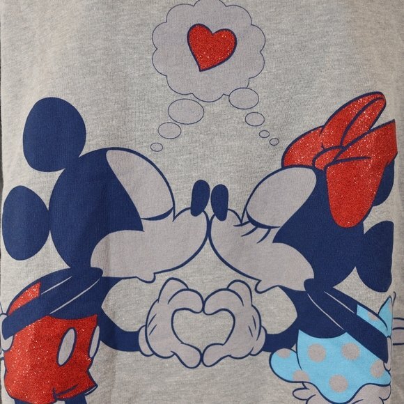 Disney Micky Mouse & Minnie Mouse Kissing Pullover Sweatshirt XL - Picture 3 of 10